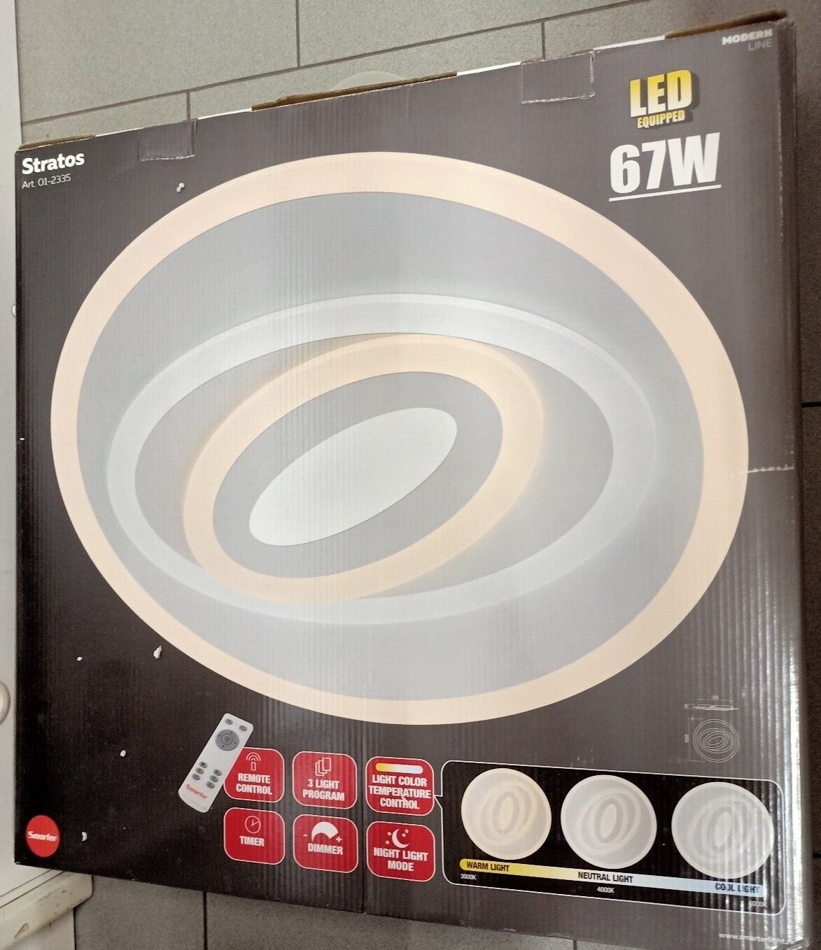 Plafoniera Stratos LED per Camera e Soggiorno - Luce Calda/Fredda 93W