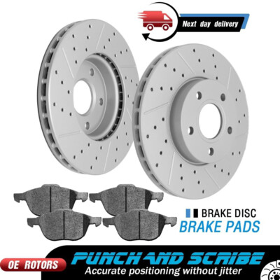 Front Rotors & Ceramic Brake Pads for 2012 2013 - 2018 Ford Focus Volvo C30 S40
