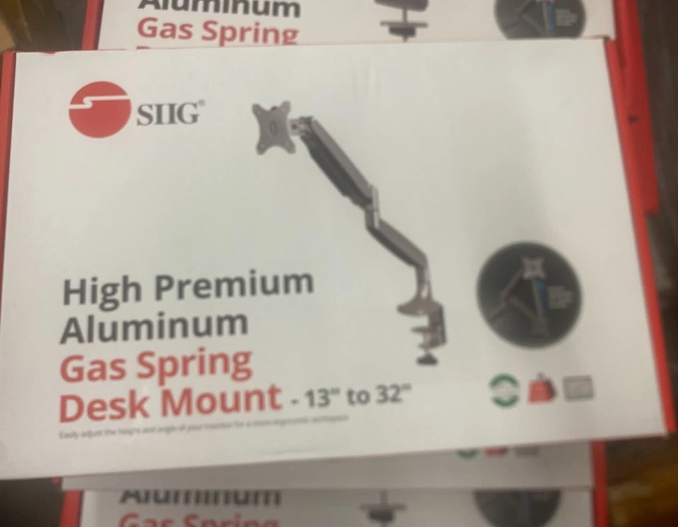 Siig Aluminum Gas Spring Single Monitor 13-32" Desk Mount CE-MT2D12-S1 Silver - Image 2 of 4