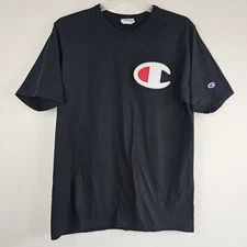 Champion Vintage Black Big C T Shirt Logo Mens XL Embroidered Patch 
