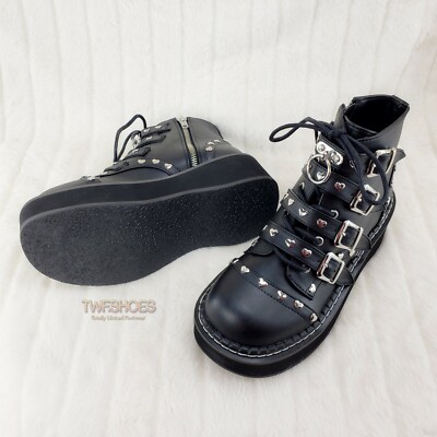 Emily 315 Black Vegan Leather Platform Ankle Boot 6-12 NY DEMONIA