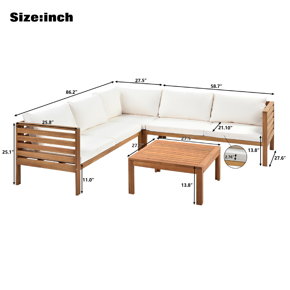Wood Structure Outdoor Sofa Set with Water-resistant & Strong Metal Accessories