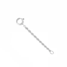 14k Solid White Gold 1.5mm Italian Diamond Cut Rope Chain Extender 1" to 10" 