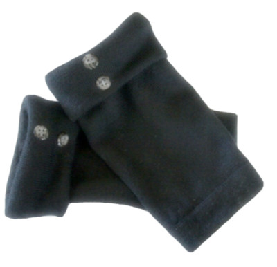 FINGERLESS GLOVES BLACK 100% MERINO WOOL SMALL - MEDIUM S - M MITTENS ARM WARMER