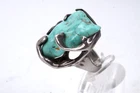Vtg Arizona Kingman Turquoise 925 Large Handmade Rough Branch Ring 5.75"  25gr