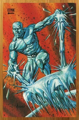 1993 Marvel Masterpieces Iceman/Sauron Pinup Print Ad/Poster Joe