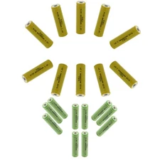 10x AA NiCD 1000mAh & 10x AAA 800mAh NiMH High Cap Rechargeable Batteries