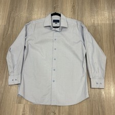 David Donalue Trim 16.5/32/33 Mens Long Sleeve 100 Cotton White/Blue Shirt