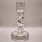 Signed 8 1/4" Steuben Crystal Braided Twist Candlestick Candleholder