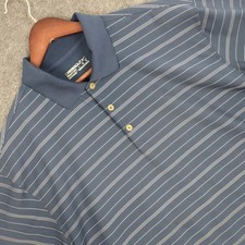 Nike Golf Dri Fit Polo Shirt Mens Large Blue Stripe Short Sleeve Athletic