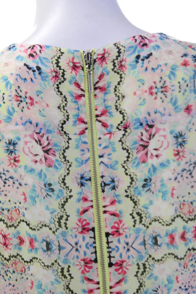 Vestido Nanette Lepore Mujer Seda Estampado Floral Cuello en V Amarillo Multicolor Talla 2 Foto 4 de 4