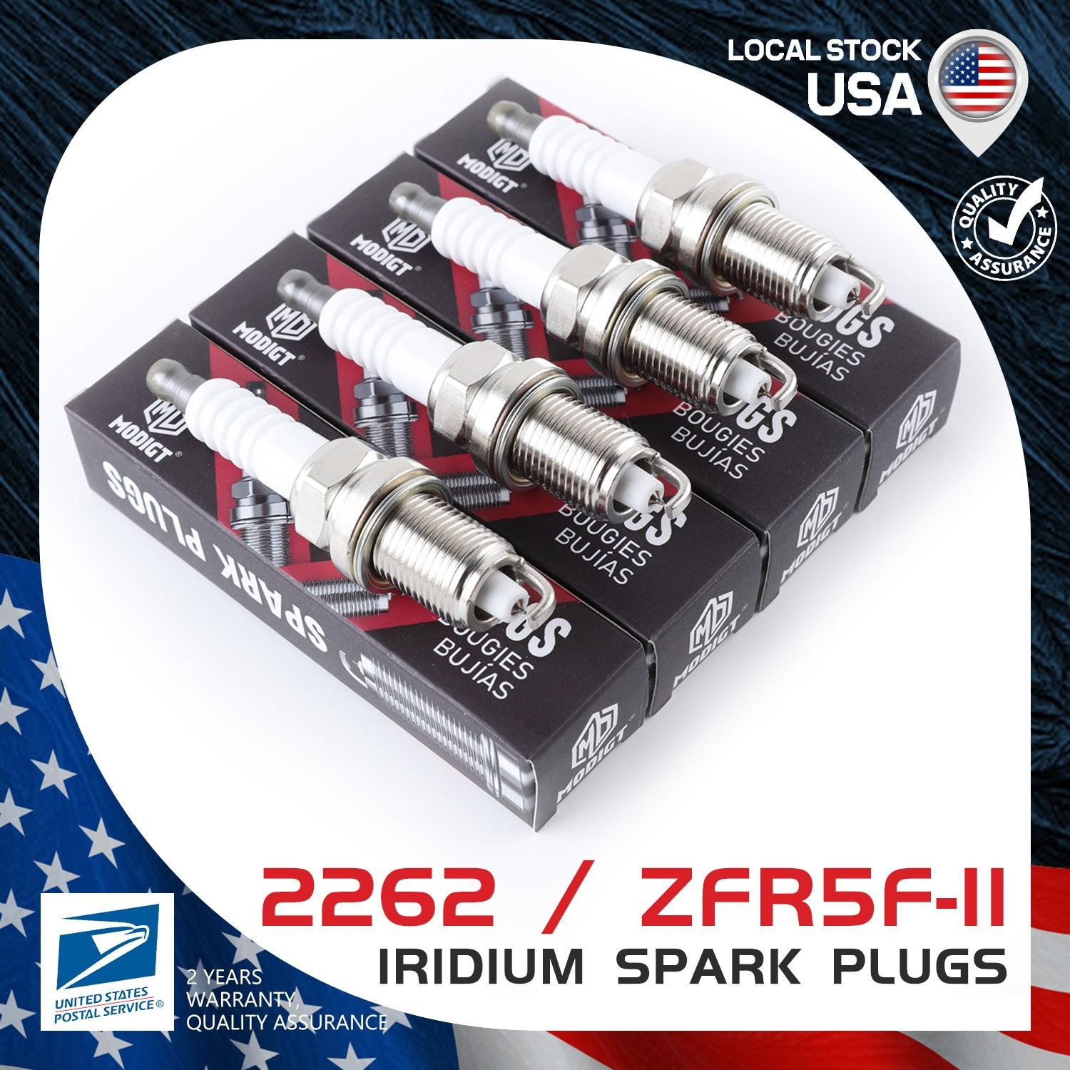 4Pcs OEM Quality Iridium Spark Plugs For NGK 2262 ZFR5F-11 For Jeep Dodge Kia
