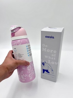 Owala 32oz FreeSip Girl Pink Ribbon Toile Water Bottle Limited