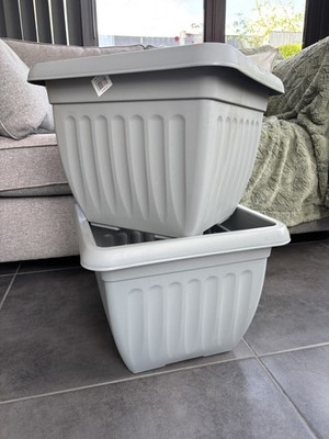 NEU 2x Whitefurze Athen quadratisch Pflanzgefäße Pflanzgefäße 40 cm GRAU Indoor Outdoor