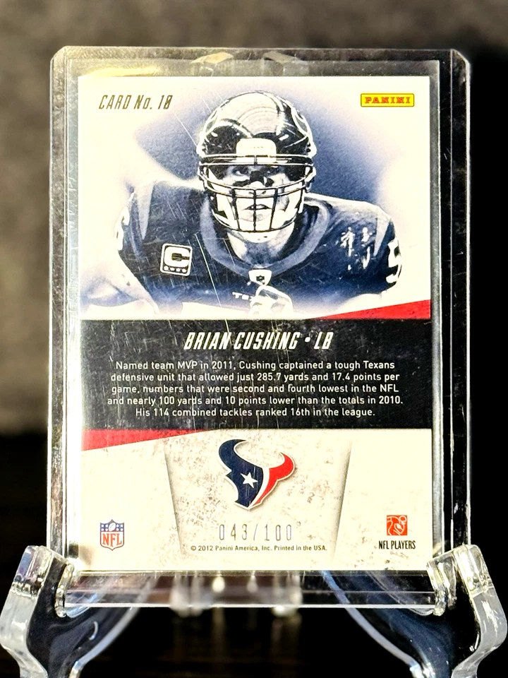 Tarjeta de novato Brian Cushing Panini Rookies & Stars Greatest Hits #10 2012/100 Foto 4 de 4