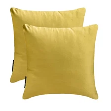 Dull Yellow Satin Throw Pillow Covers, Pack of 2-Diull Yellow Slub Satin