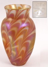 Antique 19thC LOETZ Art Nouveau Phanomen Gold Rosa Art Glass Vase