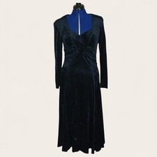 Vintage Black Velvet Long Sleeve Dress by Womans Wallis Exclusive