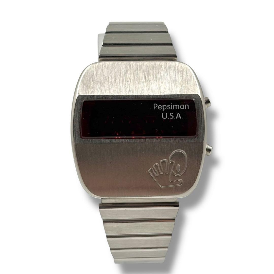Pepsiman デジタルウォッチ Fossil Pepsiman LED Watch Quartz Novelty with Case Vintage USED F