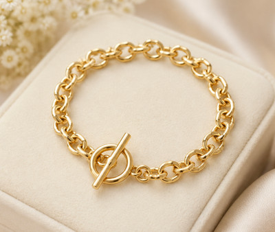 14K Gelbgold plattiert italienischer Stil Schwerlast Armband Knebelverschluss 8'' Inc