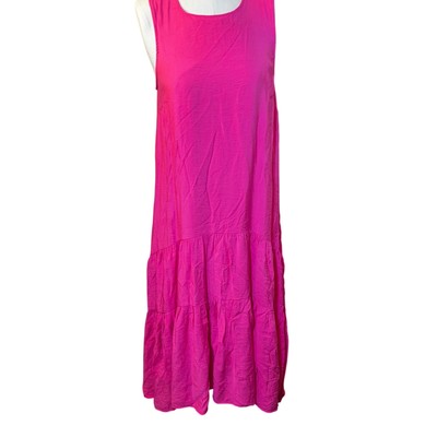 Maeve Anthropologie Marlene Tiered flowy Maxi Dress Pink women sz medium  viscose | eBay