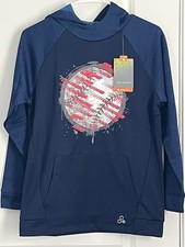 NEW Boys Navy Tek Gear Hooded Sweatshirt Baseball Size Large 14/16 NWT