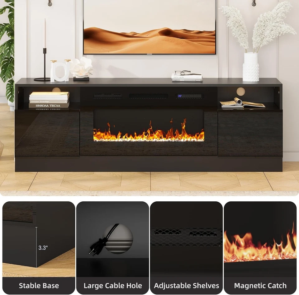70 inch Fireplace TV Stand with 36" Electric Fireplace, 12 Colors Change,1500W - Image 4 of 4
