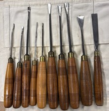 Vintage Marples Boxwood Wood Chisel Carving Tool Set of 10