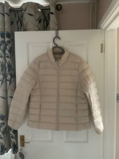 M&S CHAMPAGNE BEIGE LIGHTWEIGHT FEATHER & DOWN QUILTED PADDED JACKET 16 VGC