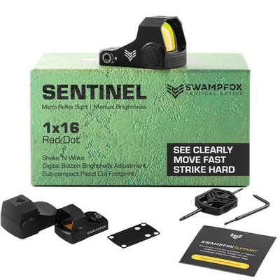 SWAMP FOX SWAMPFOX Sentinel RMSc 1x16 RED/GREEN Dot Reflex Sight Auto / Manual Brightness