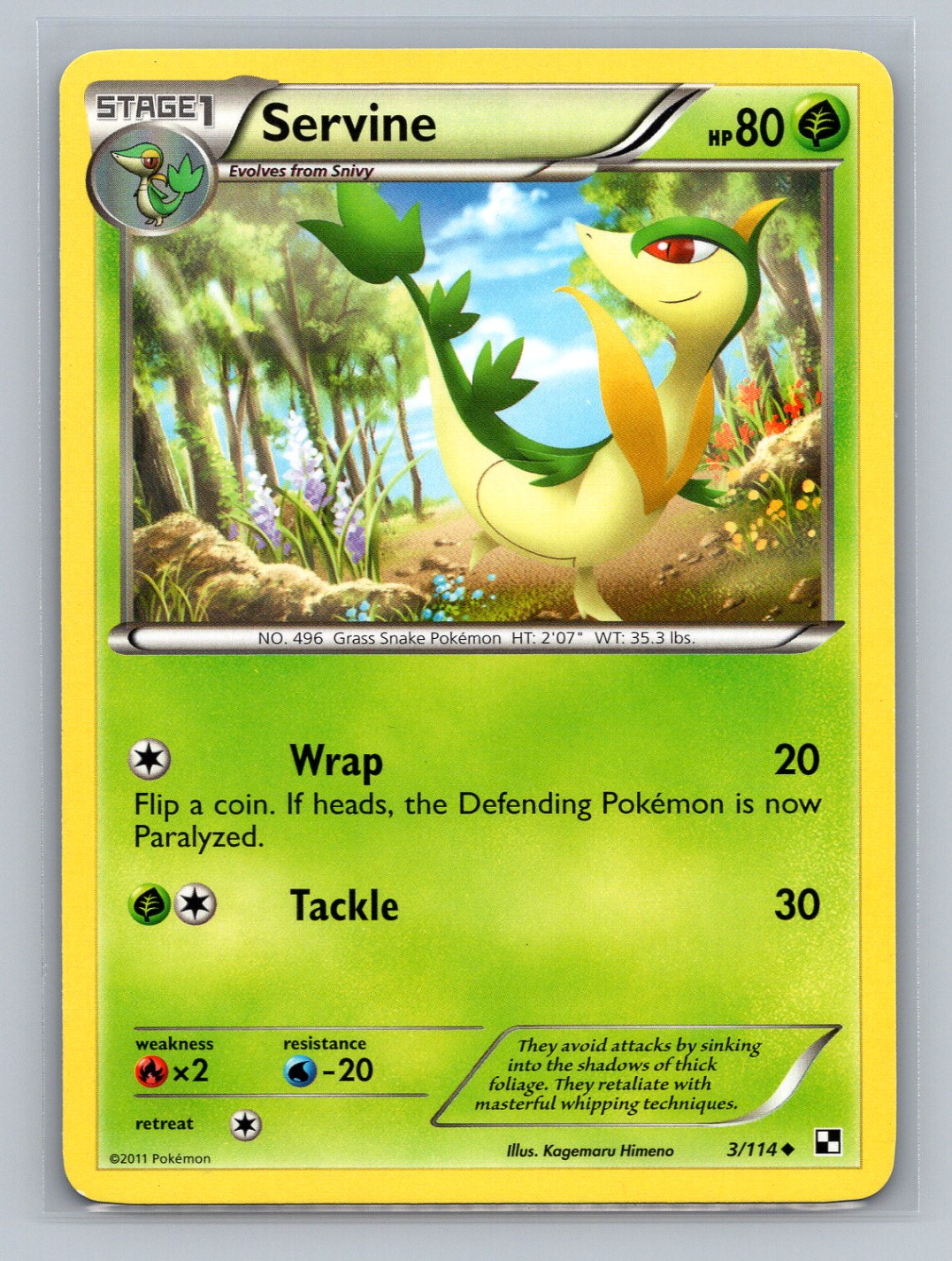 Pokémon TCG Servine (3) 3/114 Black and White Normal MP