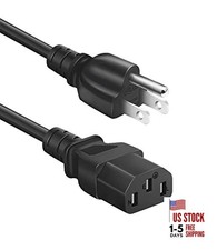 Universal 3-Prong AC Power Cable for Computer, TV, Monitor and More 6 Feet