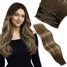 Laavoo Hand Tied Weft Hair Extensions Human Hair Blonde Sew In Hair Extensions