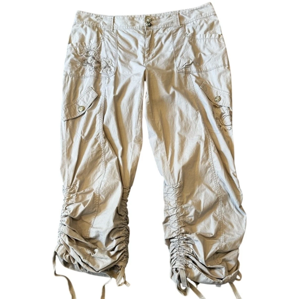 INC International Concepts Cropped Cargo Embroidered Embellished Utility Pant 12