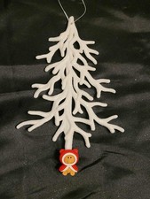 Christmas Ornament Snowy Tree, Mini Gingerbread, Teddy Bear, Avocado - Set of 2