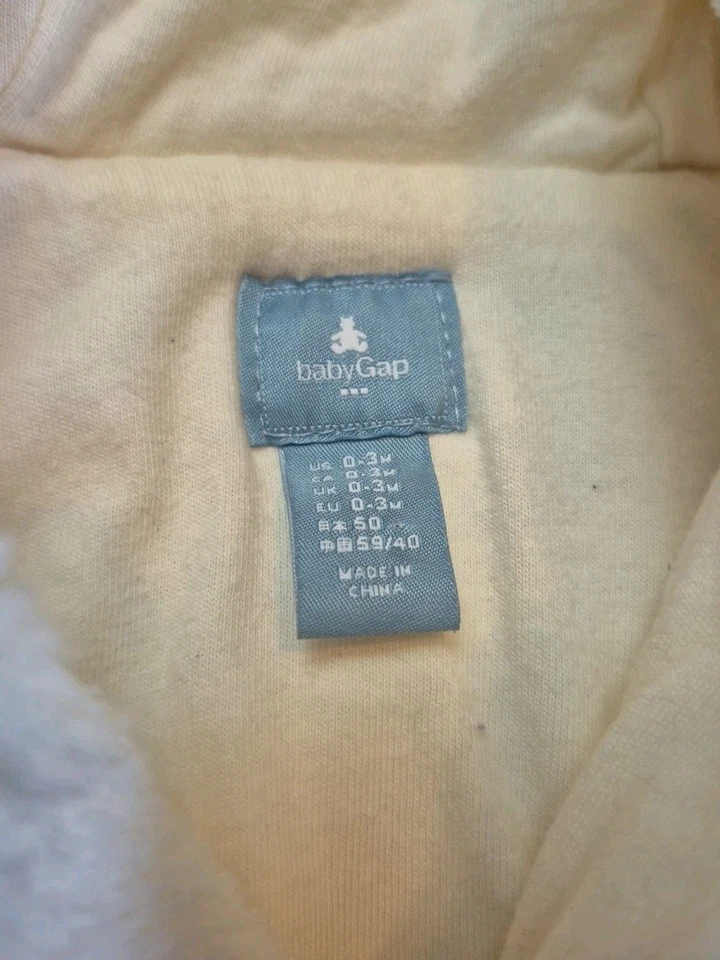 Mono Baby Gap 0-3 Meses Crema Marfil Capucha Abotonada Sherpa Suave Acogedor Cómodo Foto 3 de 4