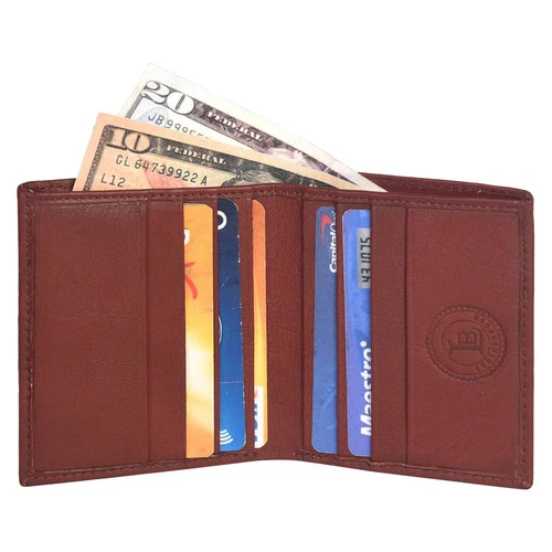 LEATHERBOSS GENUINE LEATHER BIFOLD WALLET SLIM & SMALL, BROWN