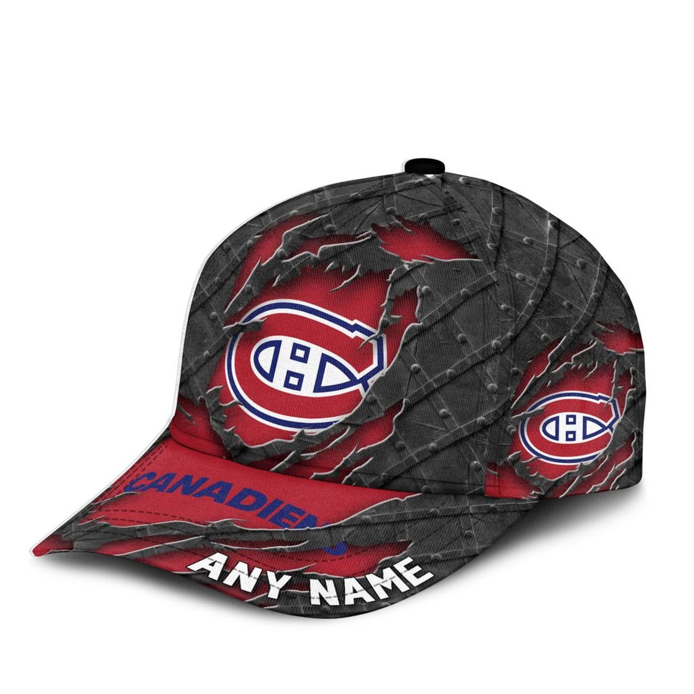Montreal Canadiens Personalized Name Black Metal Design Classic Cap