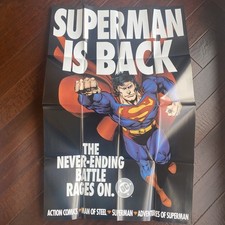 1993 DC COMICS "SUPERMAN IS BACK" RETAILER PROMO POSTER EX/NM SIZE: 28" 42"