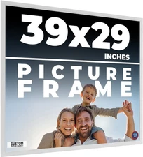 39x29 Frame White Real Wood Picture Frame Width 0.75 inches | Interior Frame Dep