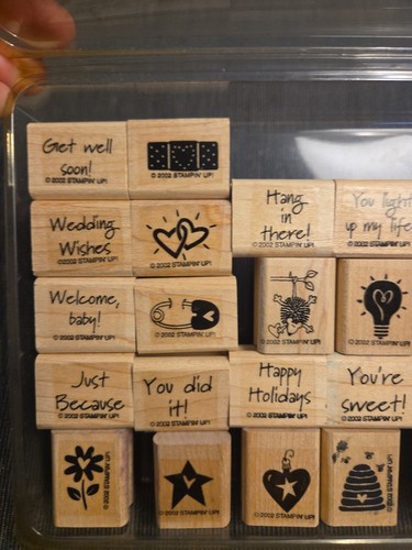 Stampin' Up! “Mini Mates” Wood Mounted Rubber Stamps, 28 stamp 2002 Art Hobby - Picture 3 of 5