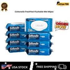 Cottonelle FreshFeel Flushable Wet Wipes for Adults and Kids, 8 Flip-Top Packs