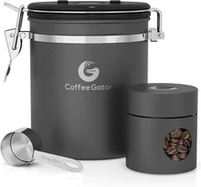 Coffee Canister - Airtight Stainless Steel Kitchen Food Storage Container with D
