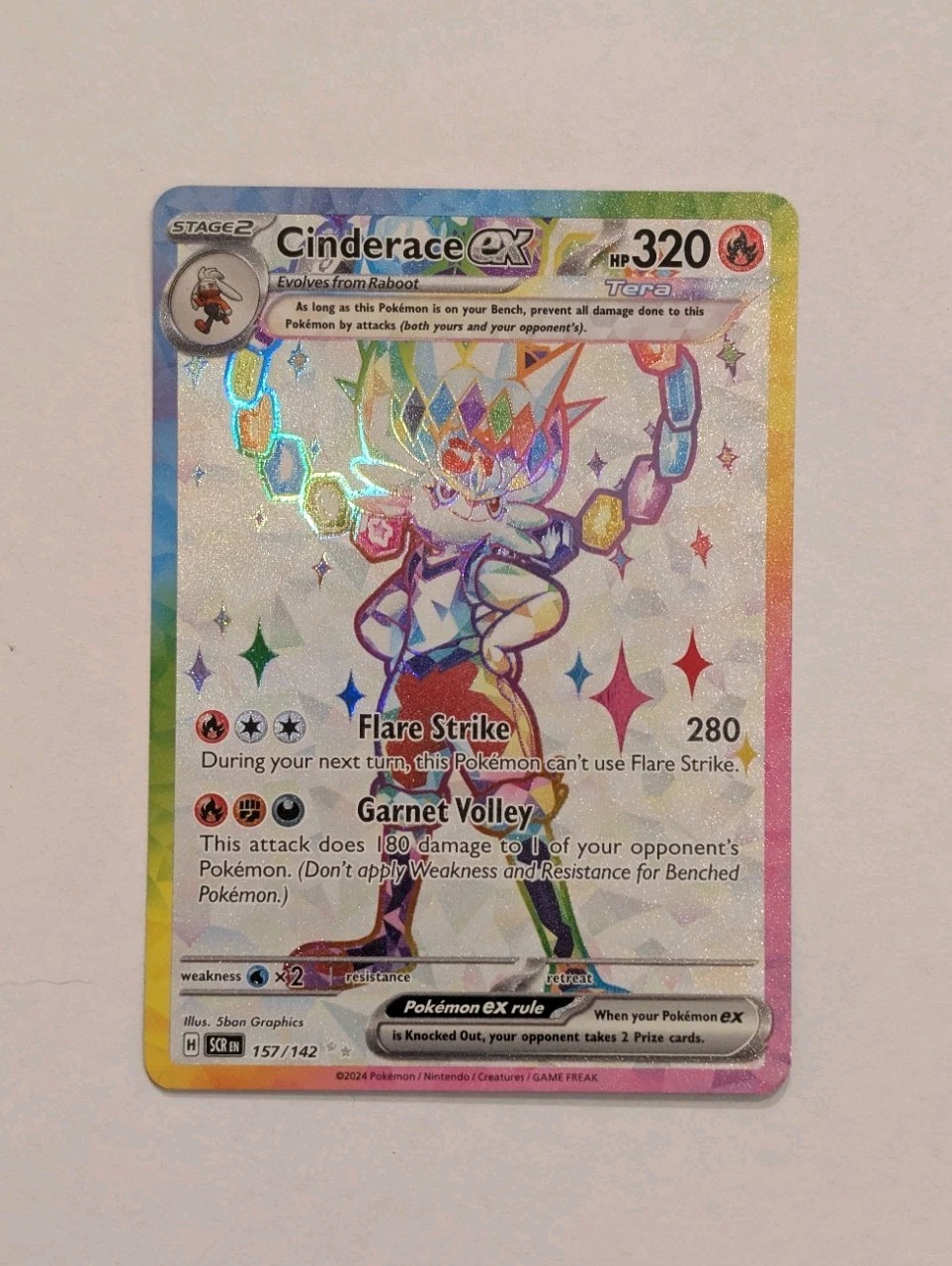 Cinderace ex 157/142 Full Art Ultra Rare Sv07: Stellar Crown Holo NM