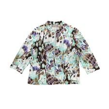 Chico's Linen Open Front Jacket Abstract Print Lightweight 3/4 Sleeve Women 1