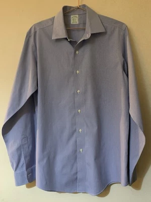 BROOKS BRO’S NON IRON ‘MILANO’ SHIRT (16” COLLAR) 100% SUPIMA COTTON - BLUE - Image 1 of 4