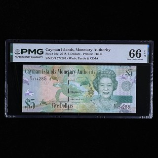 2018 Cayman Islands Monetary Authority 5 Dollars Pick#39c PMG 66 EPQ Gem UNC