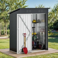 5 x 3FT Outdoor Metal Storage Shed with Lockable Door, Sloped Roof, for Backyard