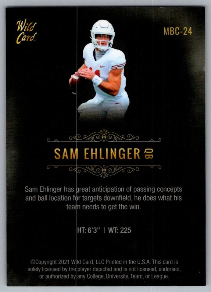 2021 Wild Card Matte White Sam Ehlinger Texas Longhorns #MBC-24 - Image 2 of 2