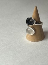 Geode  Clear Quartz Ring 925 Sterling Silver, Size 7 Adjustable